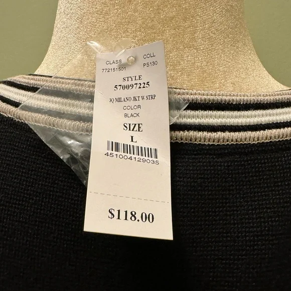 White House Black Market Milano Stripe Jacket-Sz: L- BNWT - Picture 8 of 11